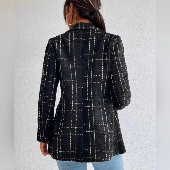 Plaid Double Breasted Tweed Blazer - Picture 4 of 7